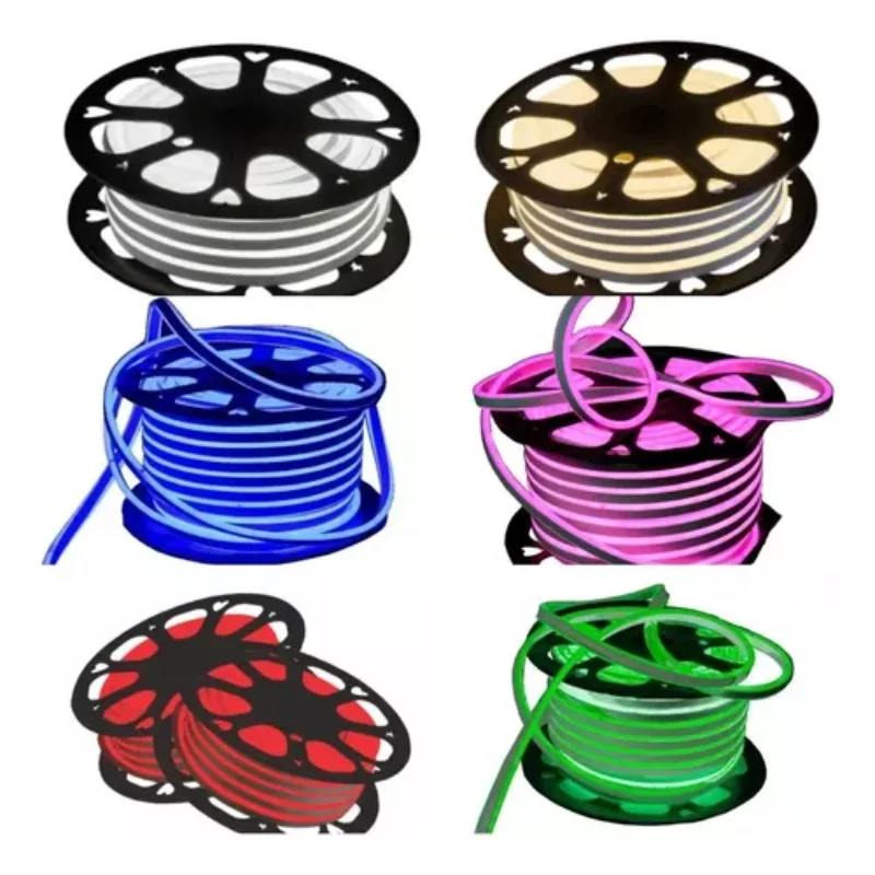 Hose neon light Flex  roll 25 meters away 127V color 7mm white cold light source household  strip