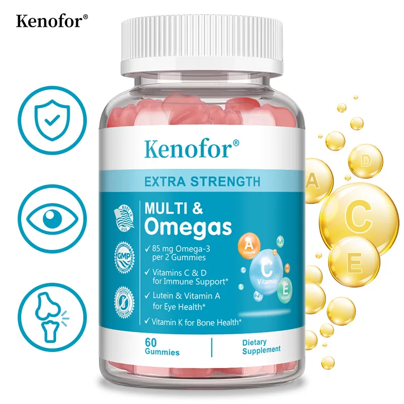 

Multivitamin Gummies, Rich in Omega 3, Promote Brain, Heart, and Eye Health, Enhance Joint Flexibility, and Strengthen Immunity