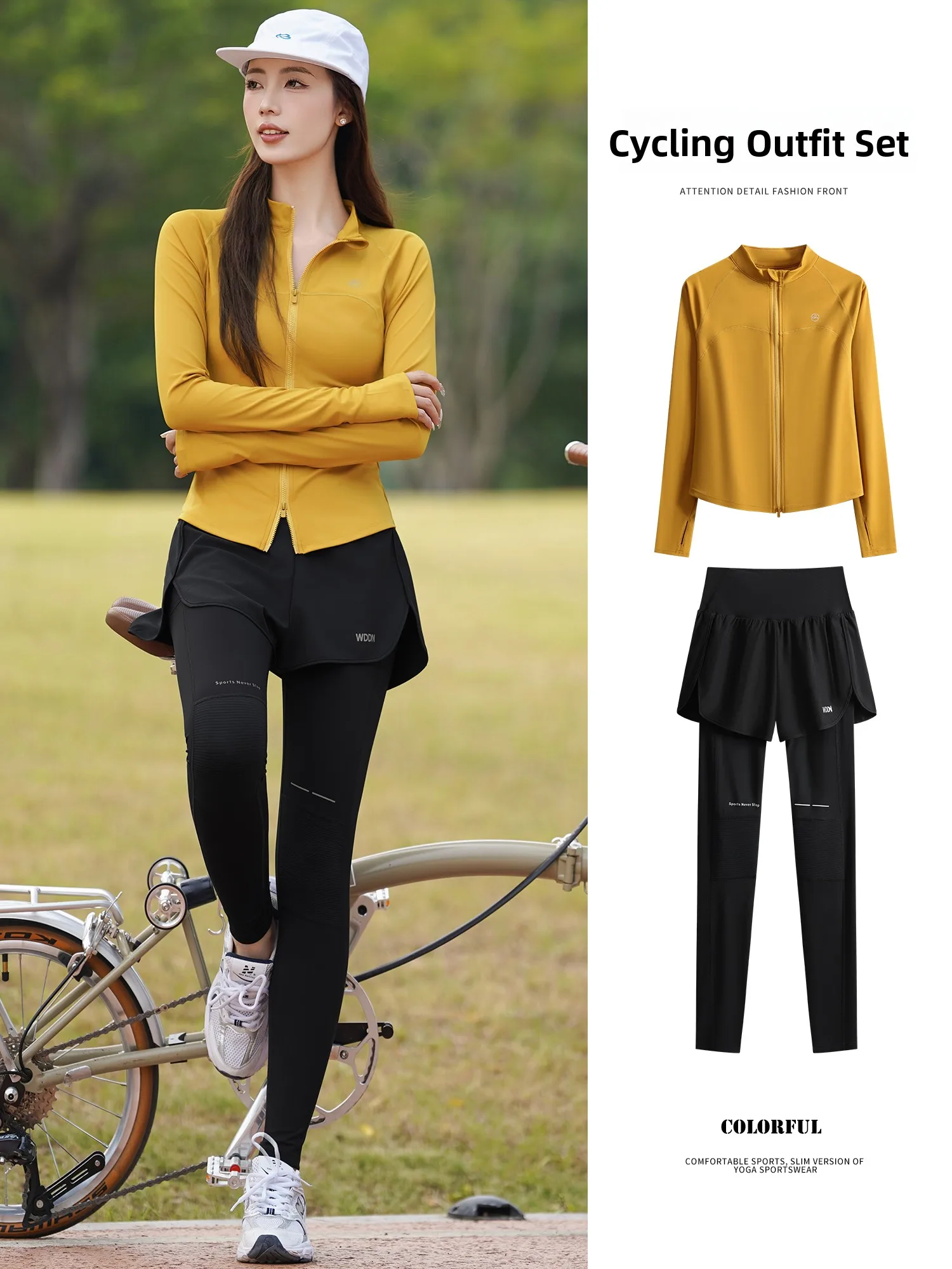 

Женский спортивный комплект для велоспорта и фитнеса: быстросохнущая футболка с длинным рукавом и леггинсы для йоги, для бега и тренировок на открытом воздухе