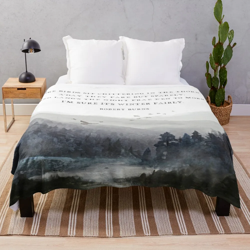 

Robert Burns Scottish Poet Watercolor Forest LandscapeThrow Blanket For Sofa Soft Bed Blankets