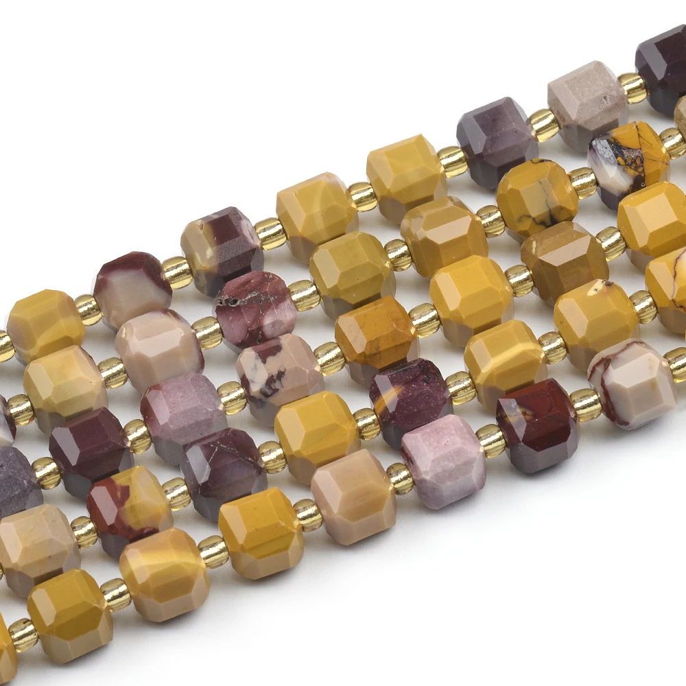 الجملة الطبيعية متعدد الألوان Iolite Mookaite Larvikite الأوجه مكعب فضفاض الخرز لصنع المجوهرات عقد دي اي واي سوار