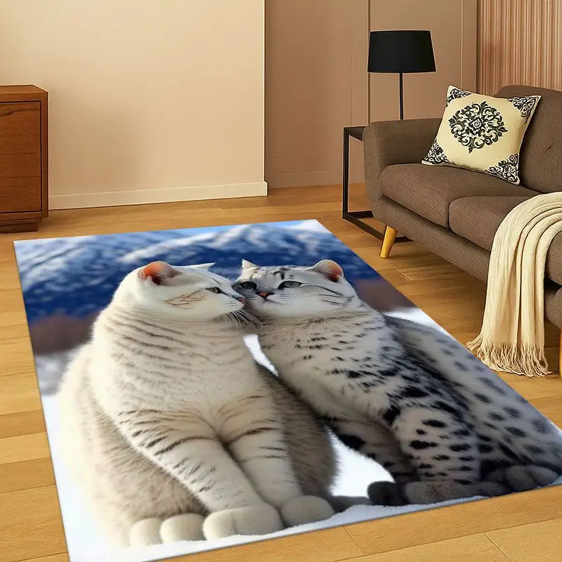 Cute Cat Kitten Cartoon Carpet Rug for Bedroom Living Room Sofa Playroom Doormat Home Decor,Kid Game Area Rug Non-slip Gift