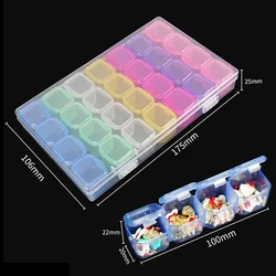 28/56Girds Nail Art Tools Storage Box Compartment Organizers Transparent Plastic Storage Case Beads Diamond Jewelry Container