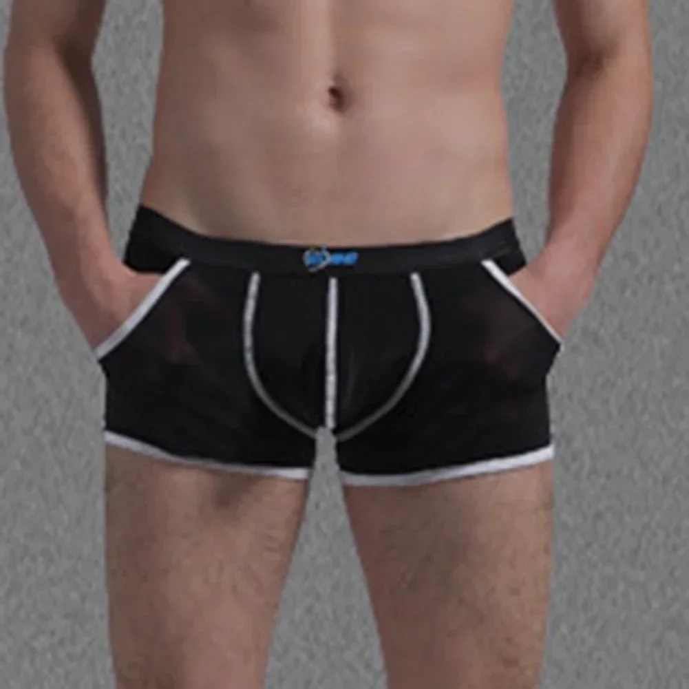 

Breathable Boxer Briefs IceSilk Underwear Relaxation Comfortable Fit Elastic Waistband Line Pattern Medium Stretch