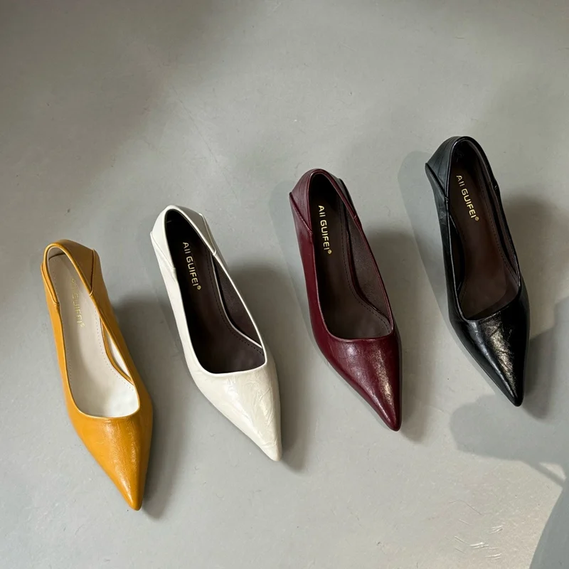 2026 Spring New Pointed Toe Shallow Pumps Slip On Women Shoes New Fashion Shallow Heel Elegant Dress Pumps Sexy Party Shoe Mujer