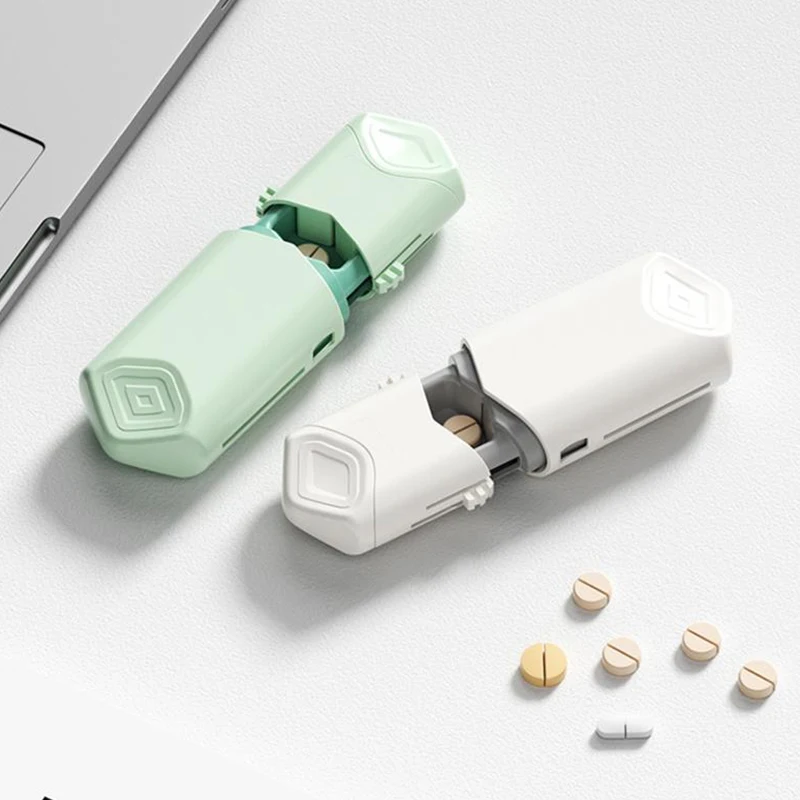 Pill Cutter With Invisible Storage Box Portable 2 In 1 Mini Drug Tablet Medicine Small Small Medicine Box Health Care Pills Case