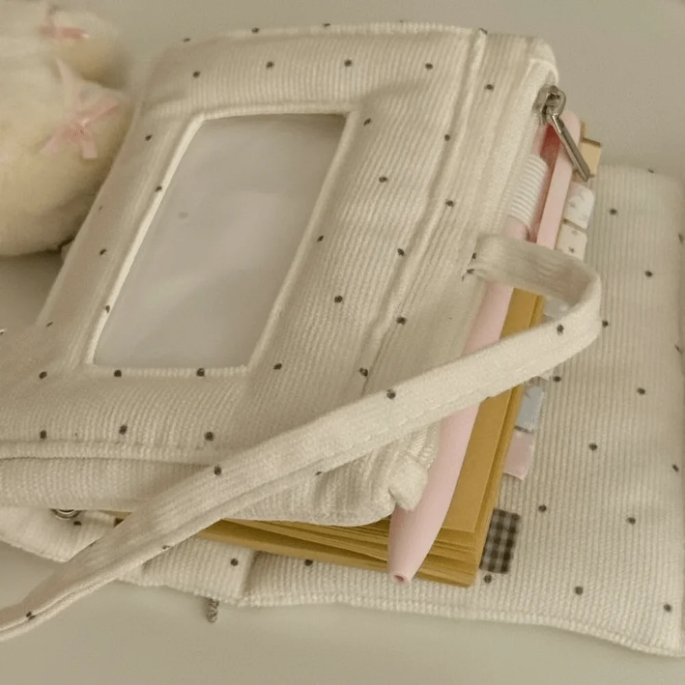 M5 Mini Pocket Notebook Polka Dot Transparent Window Diary Notebook 3-Fold No Inner Pages Strap Binder Note Planner view 4