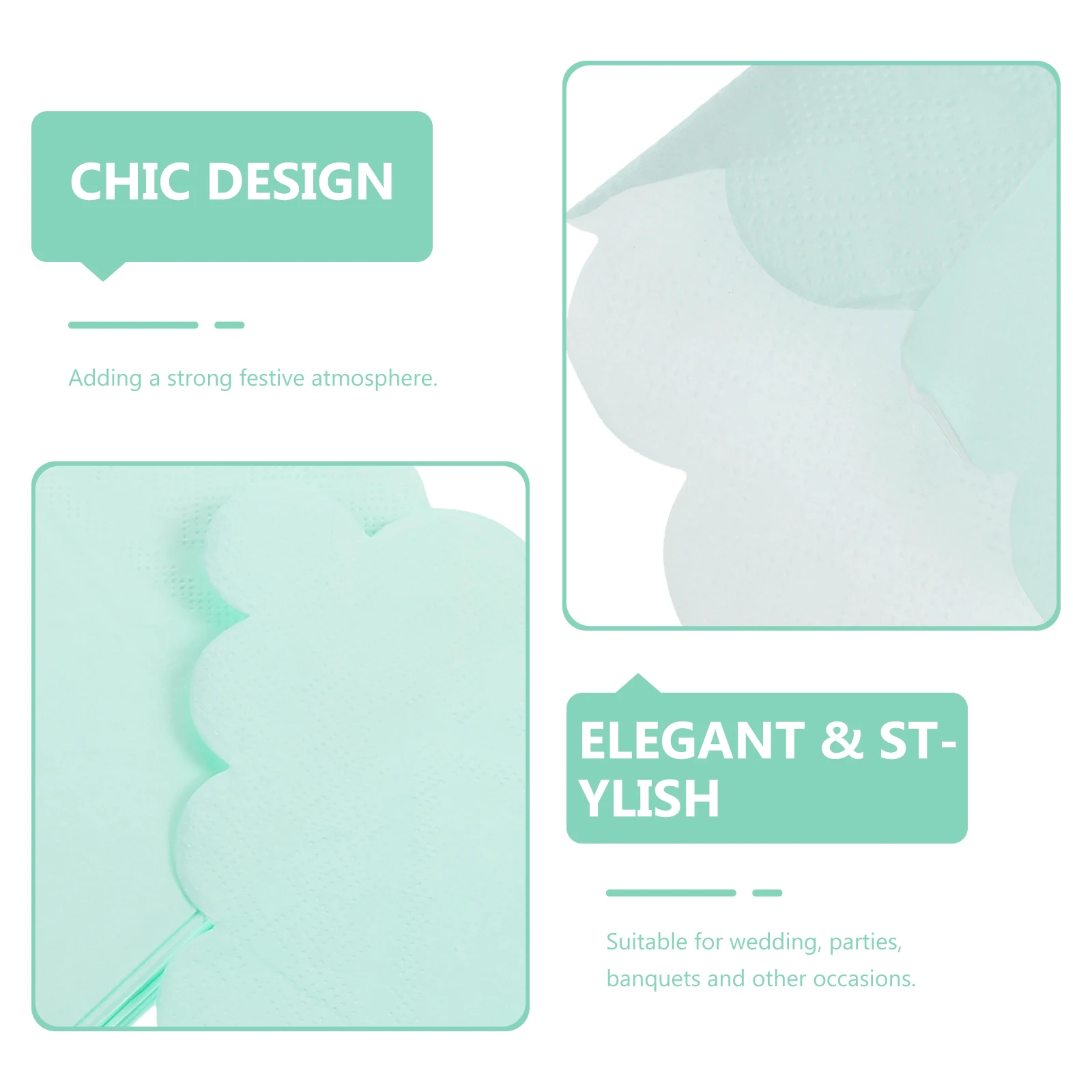 

20 Sheets Wave Edge Napkins 33cm Mint Green Disposable Dinner Party Wedding Banquet Tissue Elegant Stylish Safe Skin Friendly