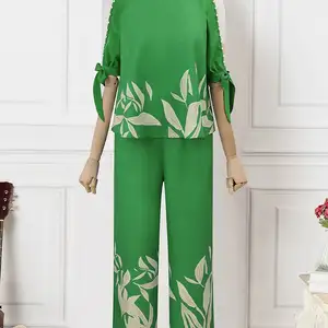 Vonda-Shots Vintage gemustert Bohemian und lange Hosen für Frauen, kalte Schulter, 3/4 Loose Sleeve, Casual Fashion, Sommer, 2024 8 Hauptverkäufe Frauenhemd kaltes Mesh - №7