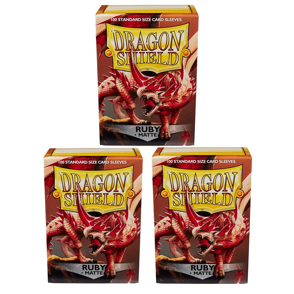 100 Standard Size Dragon Shield New Sleeves 66x91mm RUBY Matting Card Covers for MGT TCG Board Game Card Sleeves.
