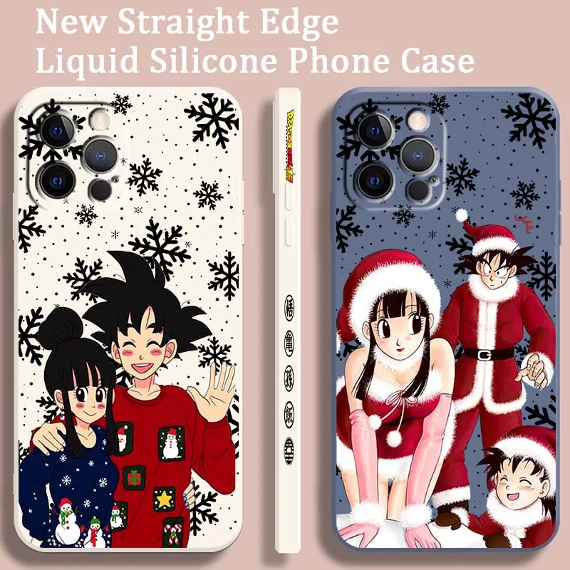 

Dragon Ball Christmas Anime For Apple iPhone 17 16 15 14 13 12 11 Air Pro Max Plus Liquid Left Rope Soft Cover Phone Case