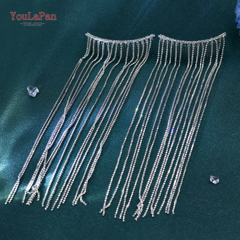 YouLaPan Handmade Drill Chain Headwear Bride Long Tassels Set Hair Comb Hair Accessories Headband Ornaments for Braids HP652