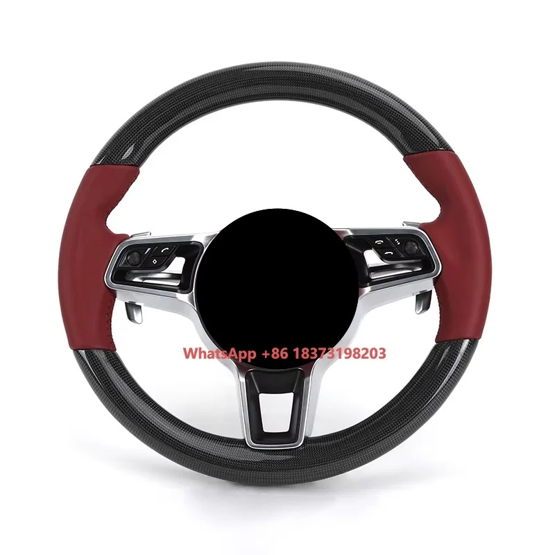 

Upgrade GT Leather Carbon Fiber Steering Wheel for Porsche Panamera Cayenne Macan Cayman GT4 Boxster 718 981 911 991 991.2 992