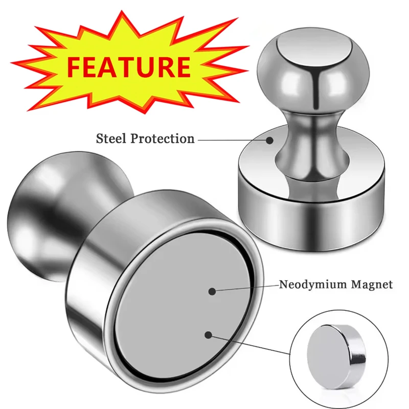 20mm Strong Neodymium Magnetic Pushpins Sucker Thumbtack Durable Steel Magnet Push Pin for Refrigerator Whiteboard School Office