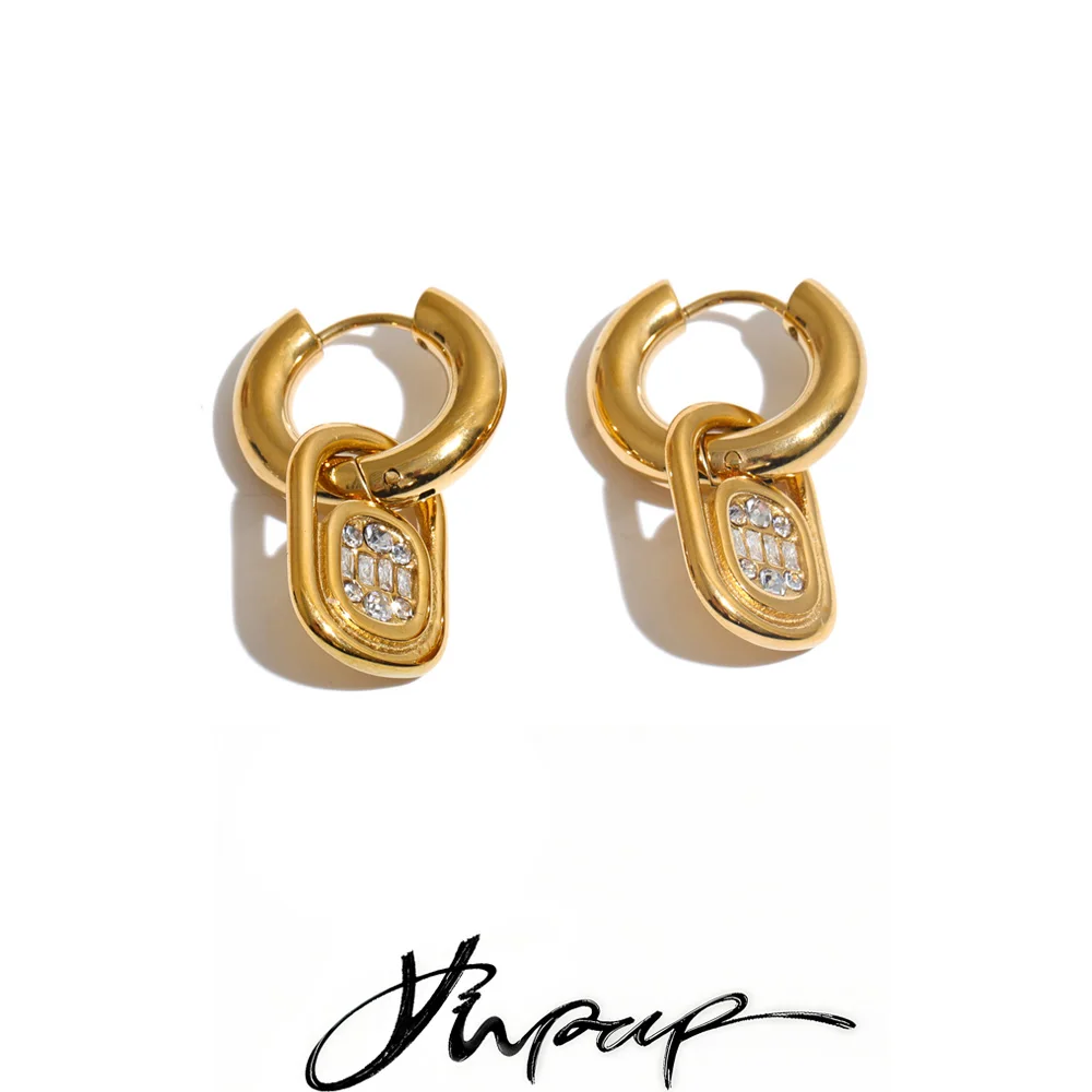 Yhpup Stainless Steel CZ Hoop Earrings for Women 18K PVD Plated Zirconia Daily Wear Trendy Prom Jewelry Wholesale