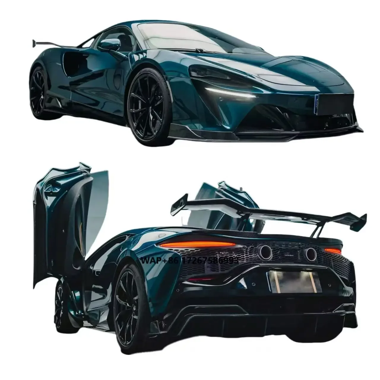Hochwertiges Trockenes Carbon-Faser-Karosseriekit für McLaren Artura Frontlippe Seitenschweller Hecklippe Heckdiffusor Spoiler Bodykit