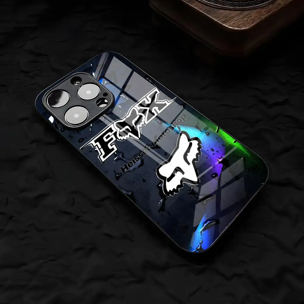 Etui na telefon F-FoxES Sport Racing do iPhone 17 Air 16 E Pro Max 15 14 13 Mini 12 Pro 11 Max Plus, czarne szklane etui — zdjęcie produktu 4