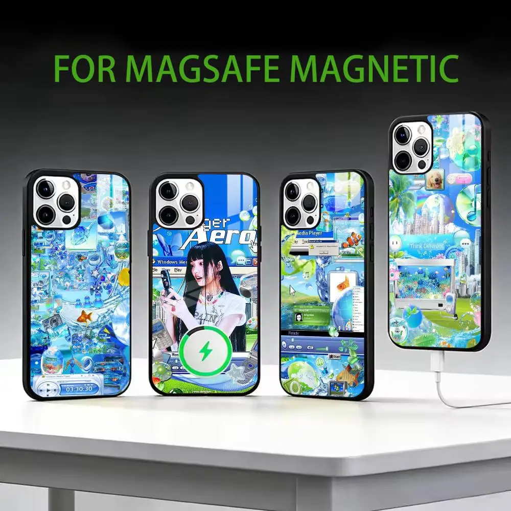 

ART Frutiger Aero Aqua Nostalgia Phone Case For iPhone17,16,15,14,13,12,11 Plus,Pro Max Magnetic For Magsafe Wireless Charging