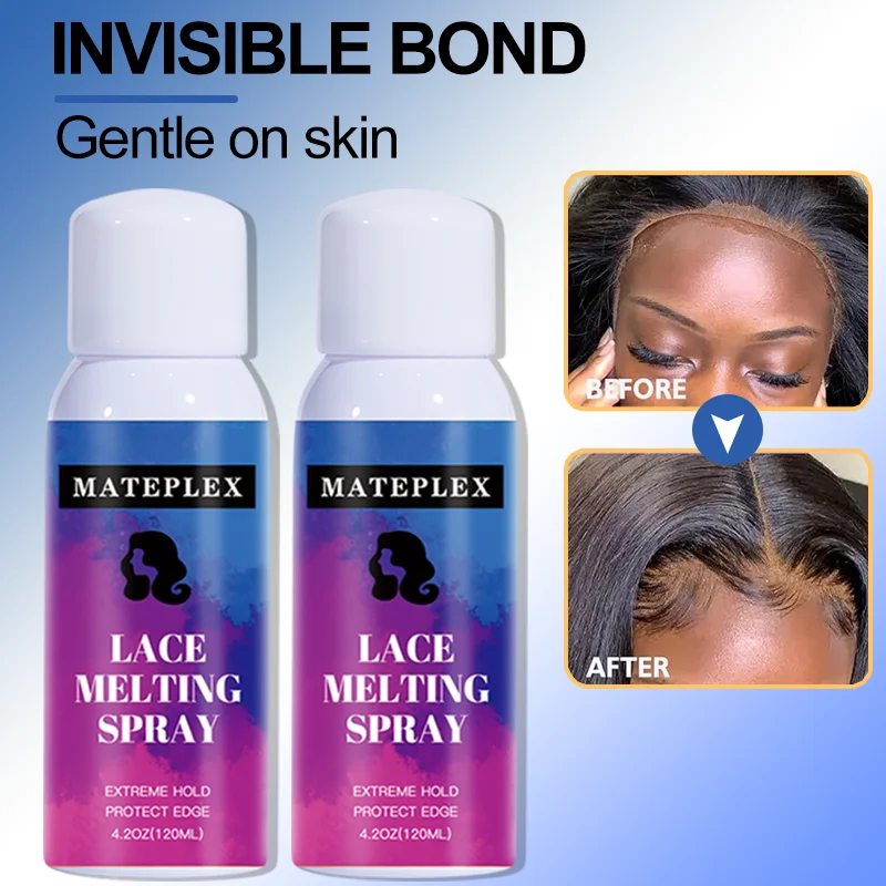 

Mateplex Lace Melting Spray Strong Hold Fast Dry Glueless Spray 120ml 24hours Long Lasting Glue For Lace Frontal Wig