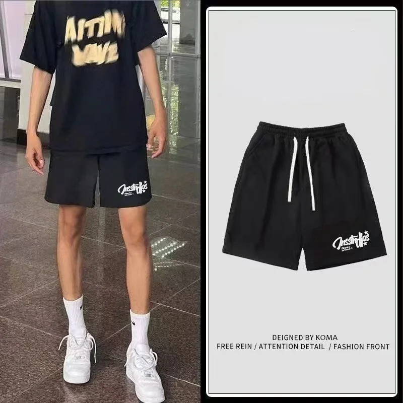 

Новые шорты с буквенным принтом в американском стиле, модные летние свободные повседневные подростковые спортивные шорты