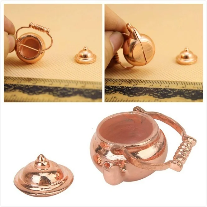 2026 New Retro Kettle Open Lid Dollhouse Miniature Re-ment 1:12 Scale Fairy Mini Doll Home Decor Accessories