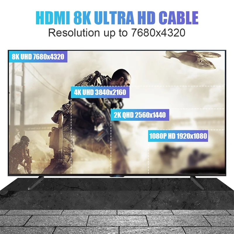 HDMI 2.1 Cable 8K@60Hz  4K@120Hz ultra high speed 48Gbps hdmi Cord for TV Blu-ray Projector Laptop Xbox RTX 3080 HDR
