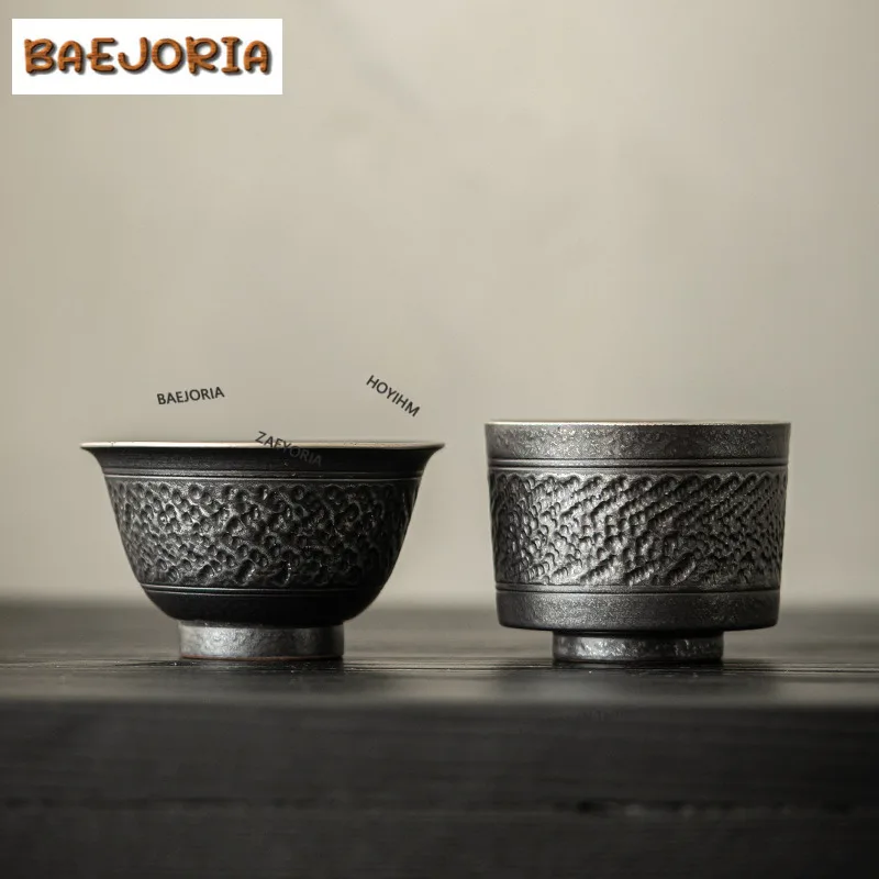 Black Ceramic Teacup Traditional Tea Bowl Single Cups Tea-tasting Fragrance Cup Chazhan Master Cups Teaset Supplies Decoration