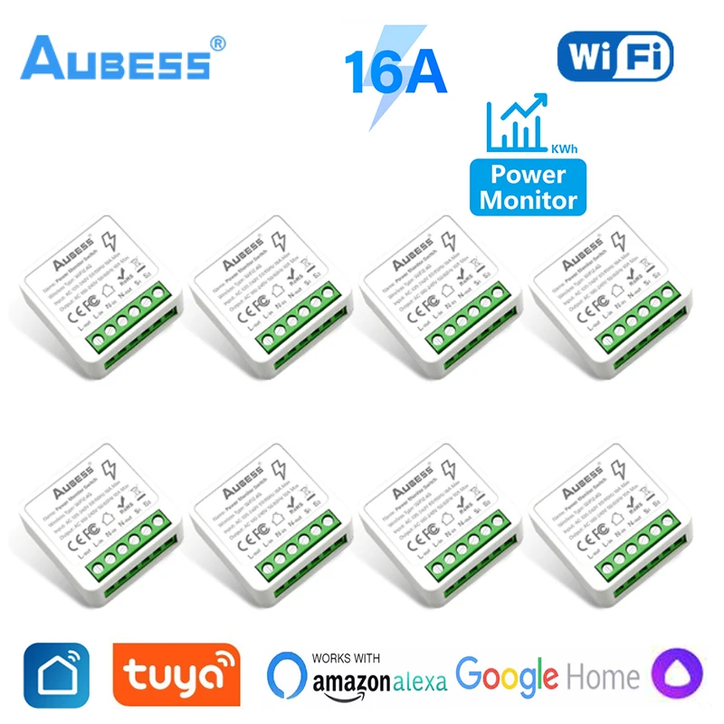 WIFI Smart Switch With Power Monitor 16A Smart Module DIY Breaker 2-way Control Function Support Yandex Alice Alexa Google Home