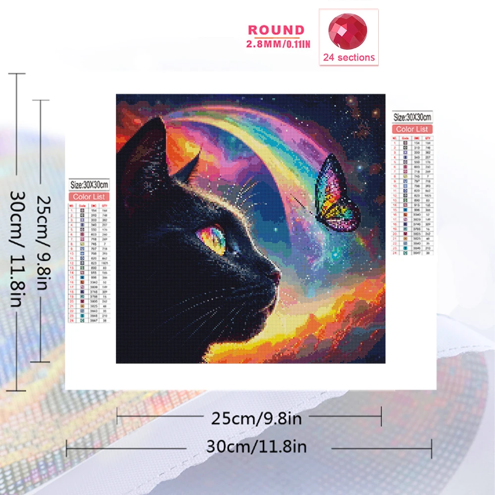 Momoart Diamond Painting Black Cat New Collection DIY Mosaic Butterfly Animal Picture Rhinestones Embroidery Holiday Gifts