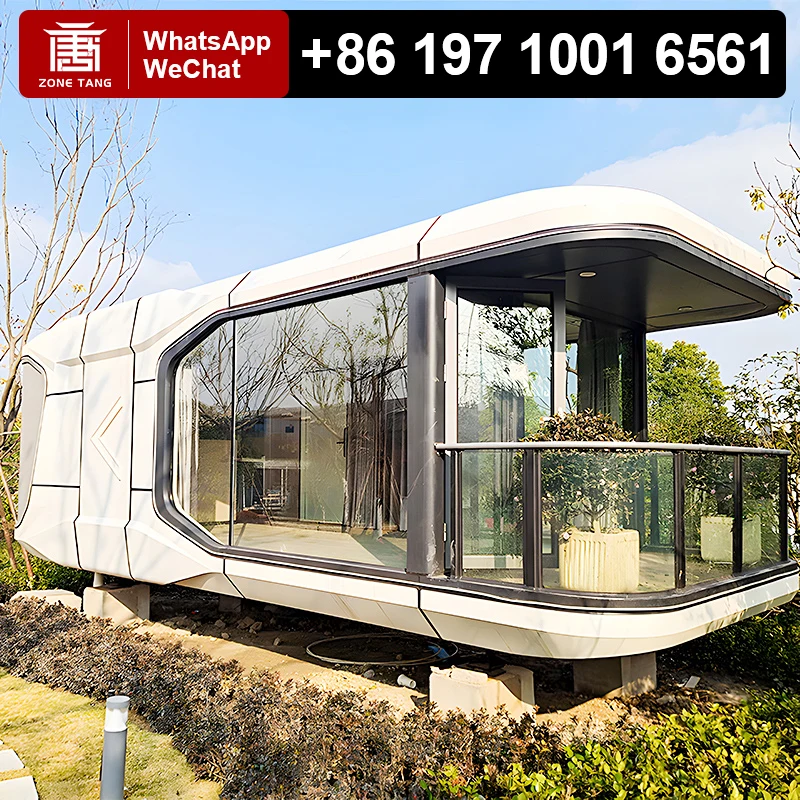Casa de cápsulas espaciales, casas prefabricadas modulares de fábrica, edificios de jardín de buena calidad de lujo, resistencia al viento, prefabricados de bajo costo