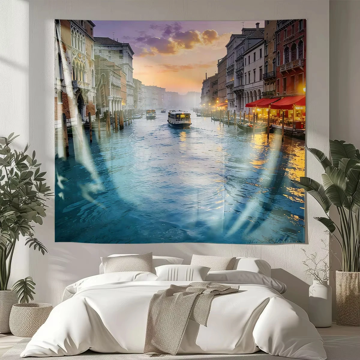 1pc Town Scenery Printed Tapestry Multi Size Living Room Wall Decoration Art Background Fabric Space Pendant