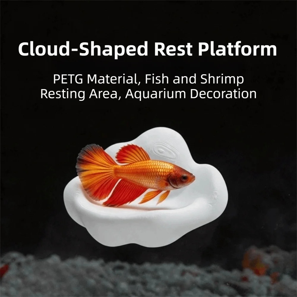 3D Printing Cloud Shaped Fish Tank Platform Creative Plastic Betta Resting Platform with Suction Cup Durable Fish Hammock