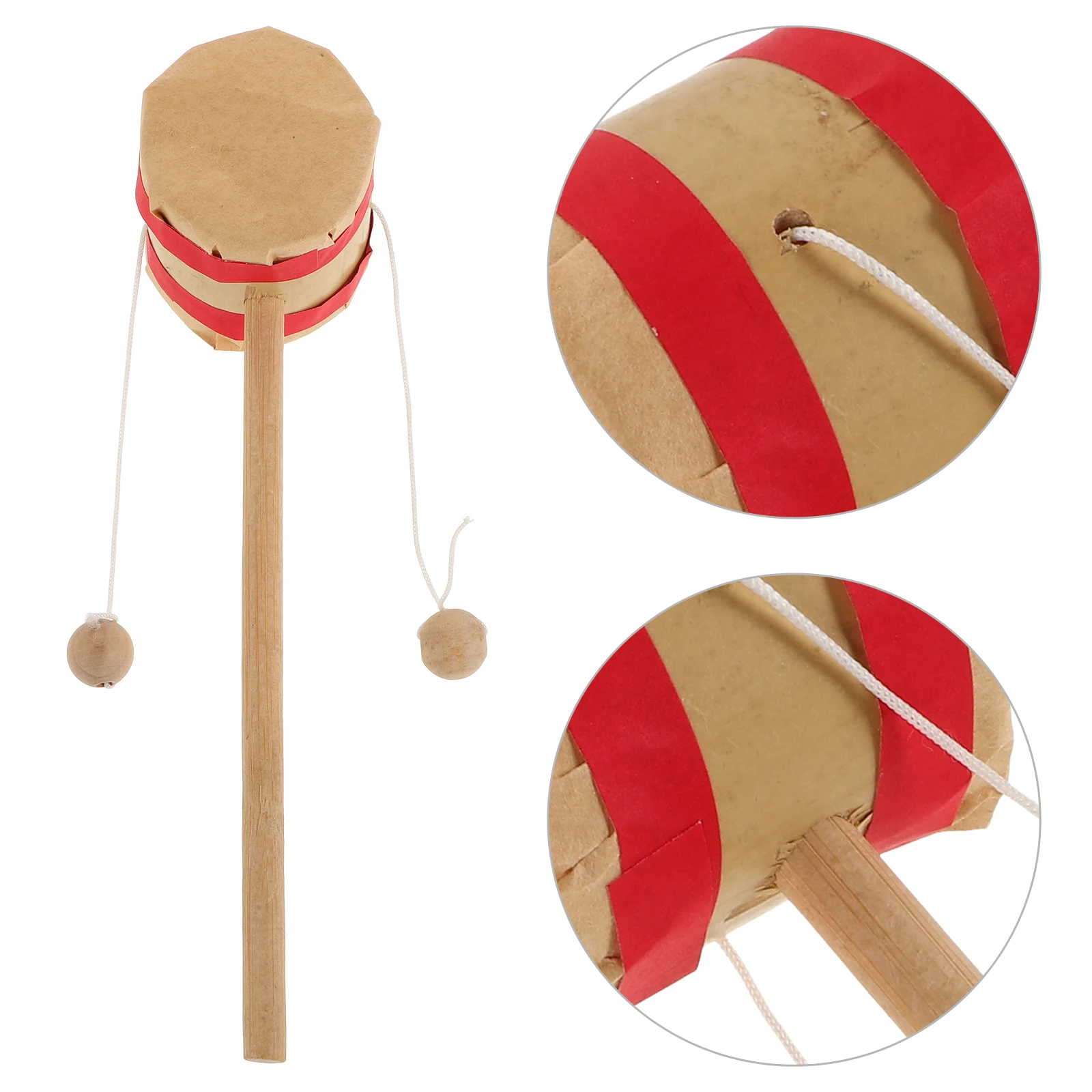

1pcs Rattle Bamboo Wood Baby Musical Spinning Drum Toys Toys Spinning Monkey Cymbals Wooden Shake Instruments