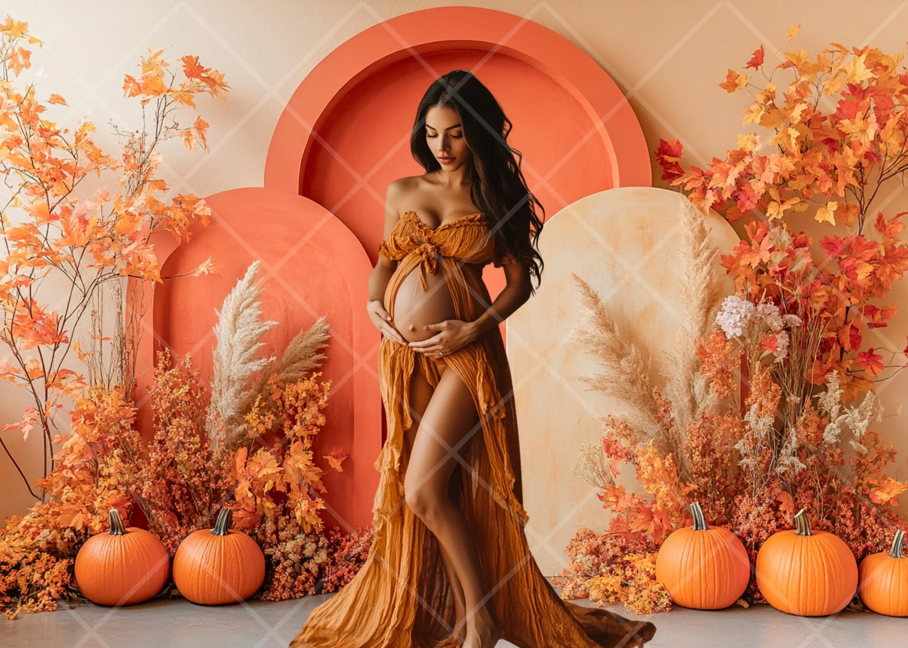 Фотофон Mehofond осень Тыква осень Урожай Взрослый день рождения Беременные женщины портрет Фотостудия