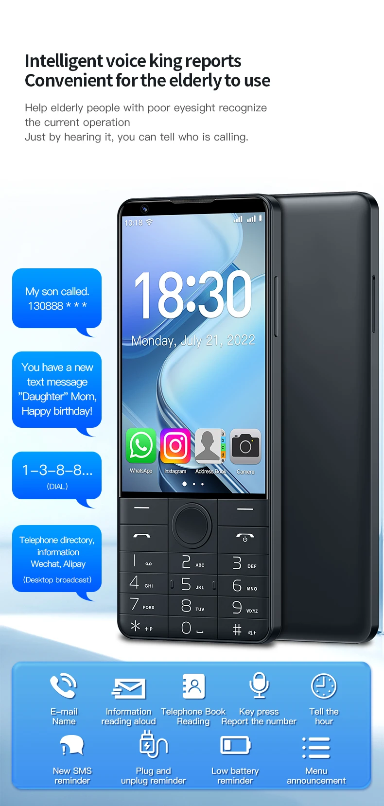 NEW DOOV R70 Pro 4G Smart Touch Keyboard Google Phone 4" IPS 6GB+128GB Android14 16mp 2600mAh Whatsapp Multi Language Cellphone
