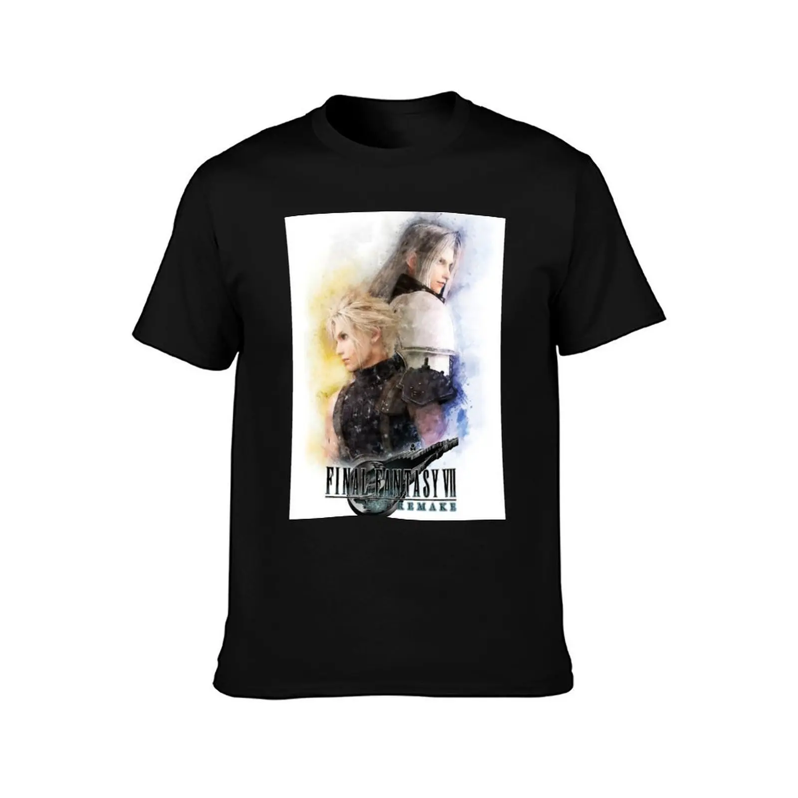 Watercolor portrait of Cloud Strife and Sephiroth T-Shirt Casual Graphic Print Tee
