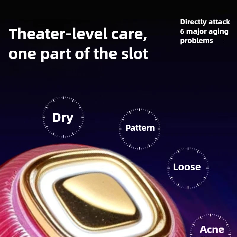 جهاز تجميل محمول متعدد الوظائف، تنظيف الاهتزاز، تطبيق الثلج، 6 أوضاع إضاءة ملونة للعناية بالبشرة أثناء السفر، مدلك الوجه