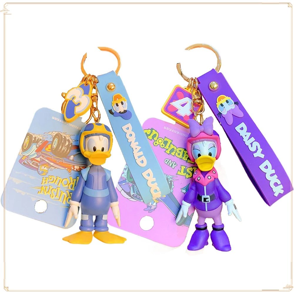 

Genuine Disney Cartoon Trendy and Cool Racing Driver Donald Duck Daisy Doll Keychain Lovers Backpack Pendant Car Keychain Gifts