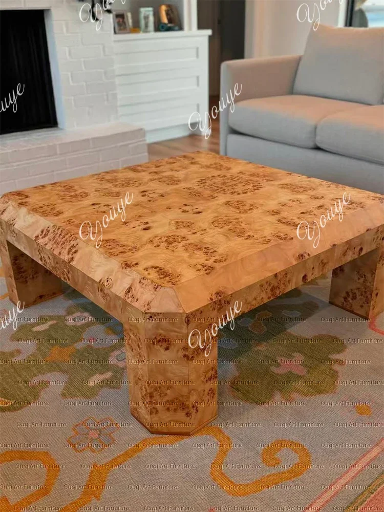 PW solid wood art coffee table home living room creative tree pomegranate bark coffee table vintage square coffee table