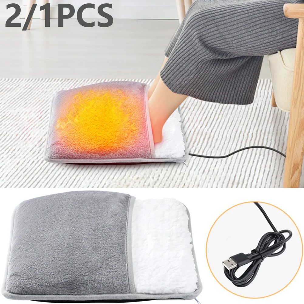 Winter Electric Foot Heating Pad USB Charging Soft Plush Washable Foot Warmer Heater Improve Sleeping Household Foot Warming Mat