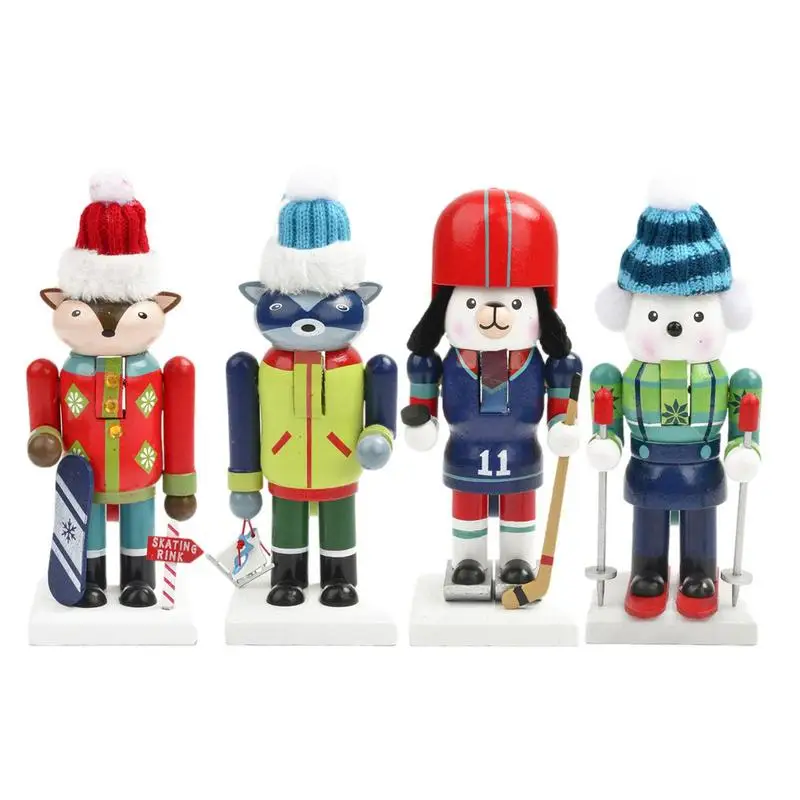 Animal Nutcracker Christmas Ornament Wooden Nutcracker Figures Festive Xmas Nutcracker Soldier For Shelves Table Exquisite Decor