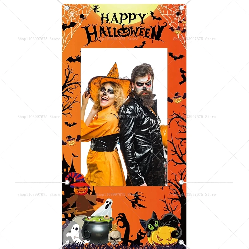 زينة حفلات الهالوين السعيدة، دعائم إطار كشك الصور، خفافيش شبح اليقطين، ديكور أعياد الميلاد، لافتة خلفية، مستلزمات الحفلات #6