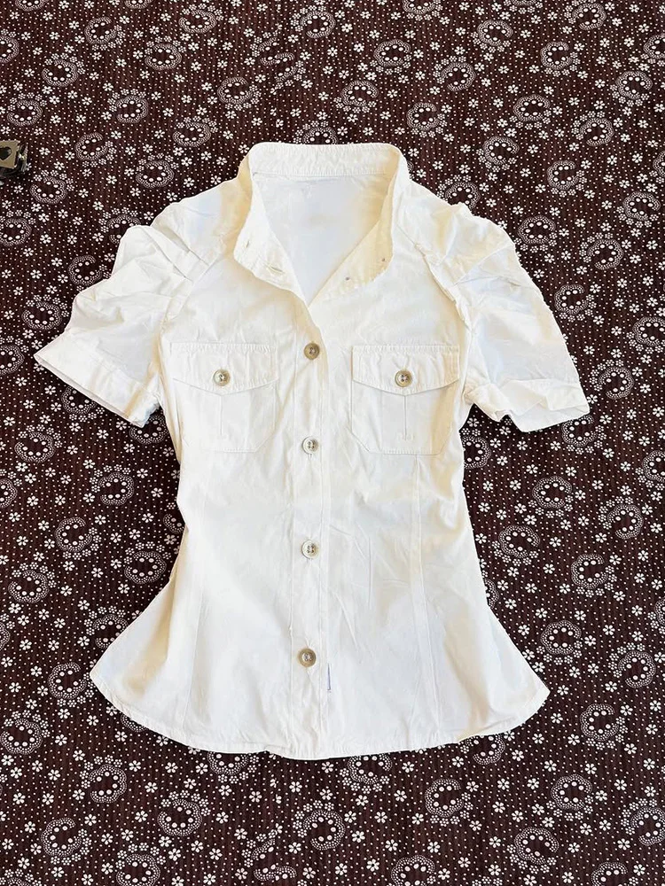 

Original White Small Top f Sp Girl Summer New Sle Age Reduction Cotton Blend ort Sve irt for Young Women