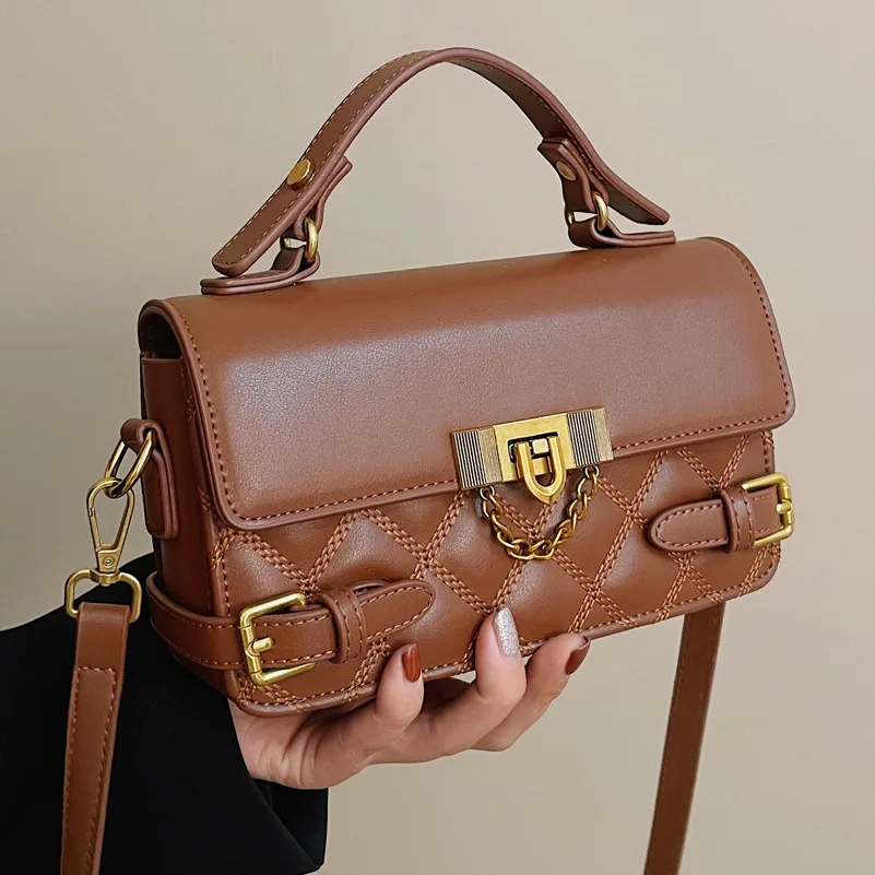 

Текстурированная сумка, женская сумка, новинка 2025 года, универсальная маленькая квадратная сумка, женская сумка через плечо в иностранном стиле, универсальная сумка-мессенджер