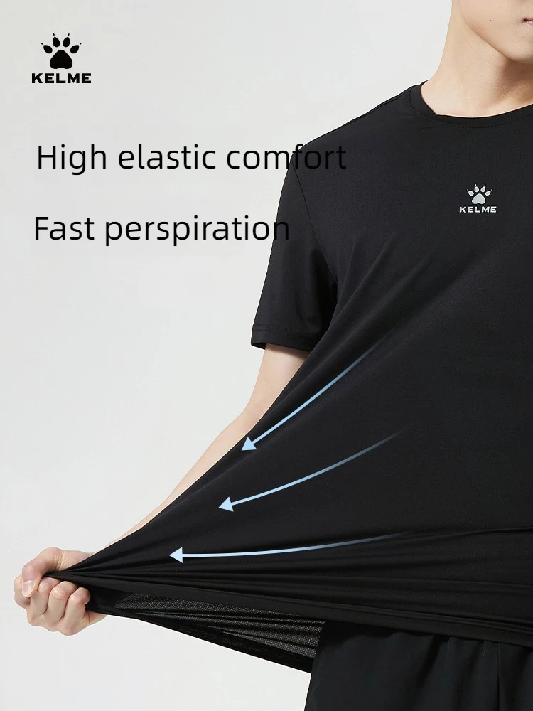 Kelme Men's Sports T-shirt Fitness Training Tops Outdoor Running Breathable Short-sleeved Football Quick-drying T-shirt - Image 3