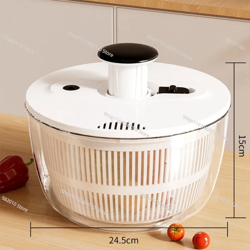 Salad Spinning Device-PP Material Multifunctional Large Capacity Vegetable Dehydrator With Rotating Drainer Spinner