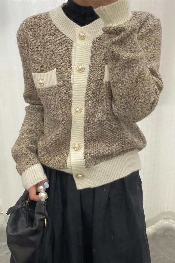 AOSSVIAO Vintage Harajuku z długim rękawem damski sweter swobodny koreański, jesienny Streetwear topy płaszcz elegancki leniwy wiatr Y2k sweter