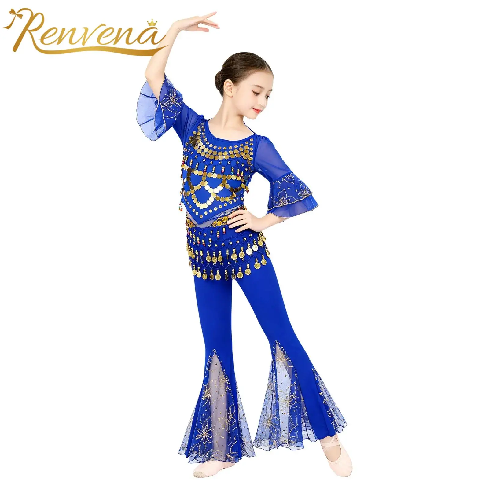 Belly Dancing Suits for Girls Performance Costume Tassel Stage Performance Halloween Outfit Kids Belly Dance Sequin Dancewear