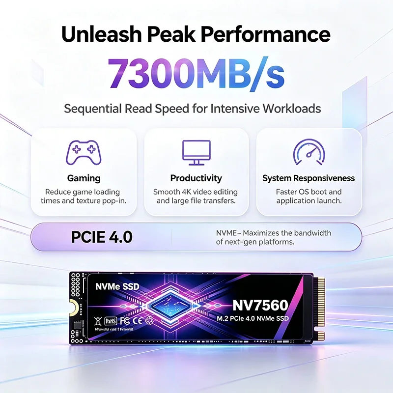 NV7560 NVMe SSD PCIe Gen4 M.2 2280 SSD High Performance Internal Drive 500GB 1TB 2TB 4TB Storage Upgrade For PS5 Desktop Laptop