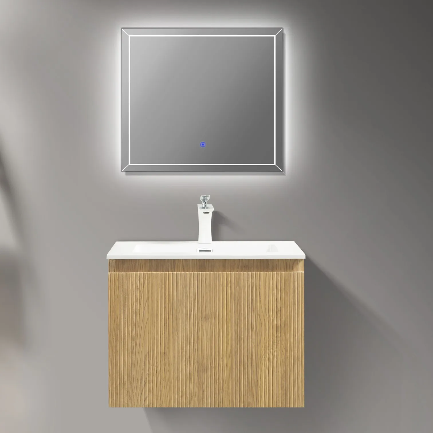 24in Wall-Hung Bathroom Vanity With Matte White Resin Basin | U.S. Warehouse, Sample Available